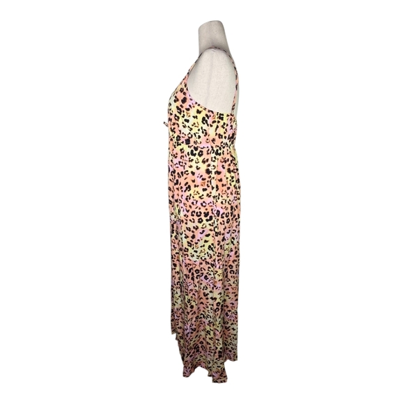 Bar III XL Pastel Leopard Print Maxi Dress Spaghetti Strap Boho Resort Wear - Picture 3 of 6